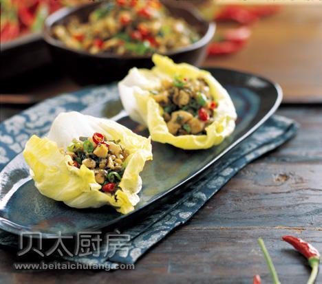 鸡米芽菜生菜包的做法