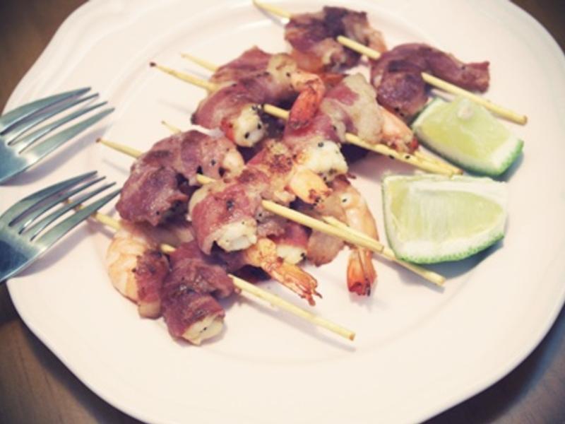 培根虾串~~配啤酒的好搭档!!的做法