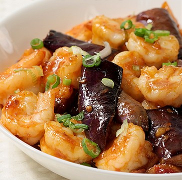 鱼香茄子虾的做法