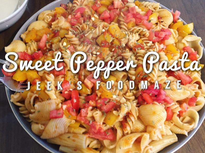 甜椒蔬食义面的做法