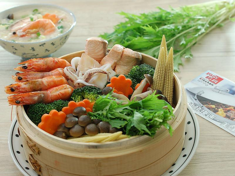 海鲜蒸菜杂炊粥的做法