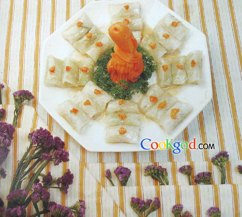 珧柱蟹黄水晶卷的做法
