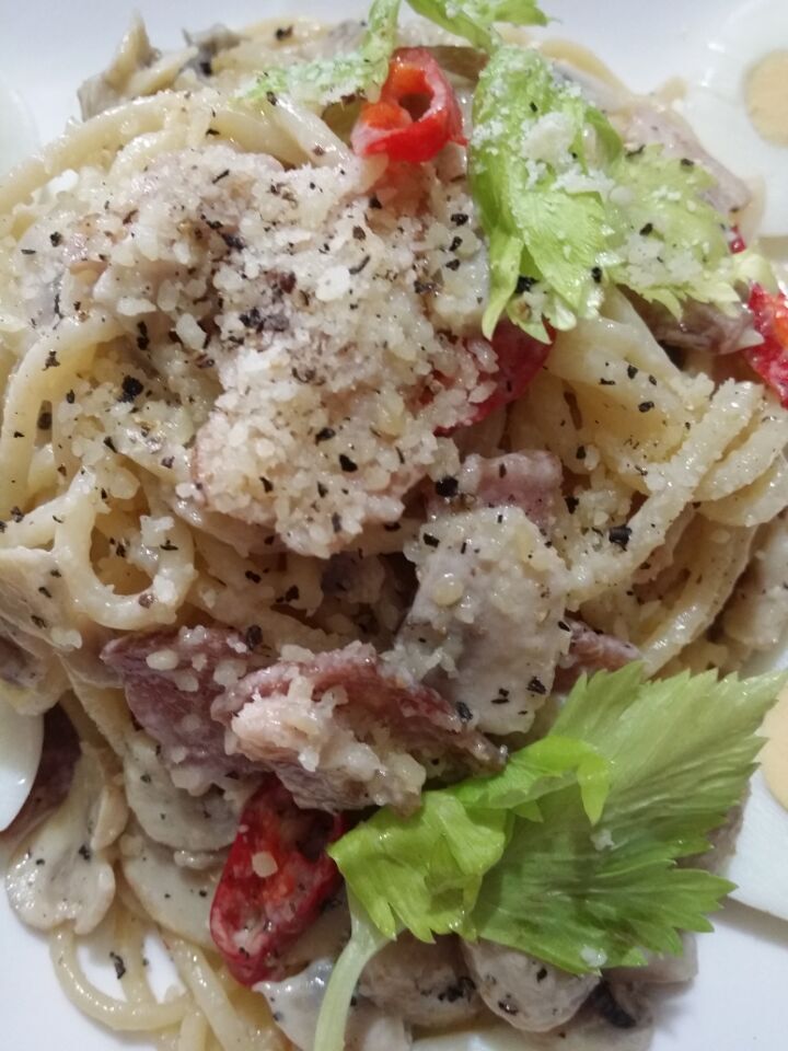 奶油蘑菇培根意面的做法