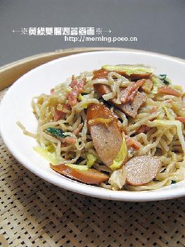 黄绿双肠炒荞麦面的做法