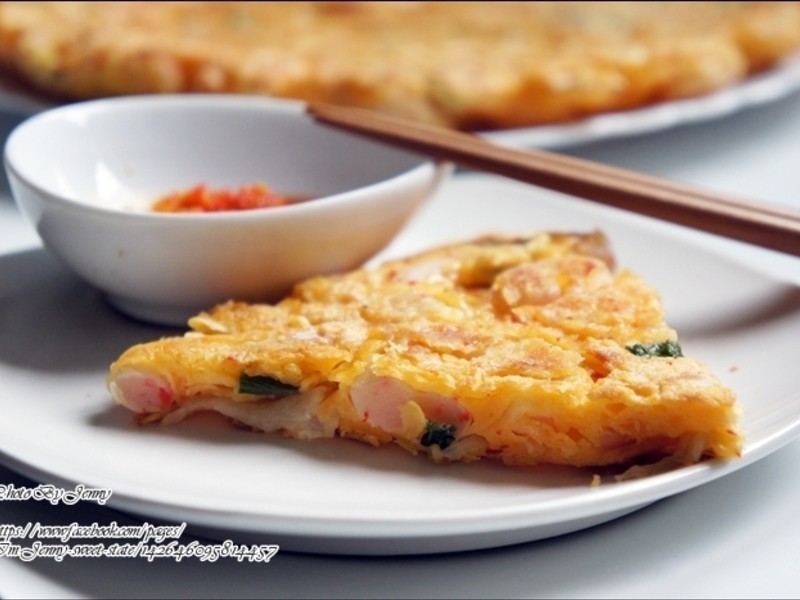 泡菜魔芋虾仁煎饼的做法