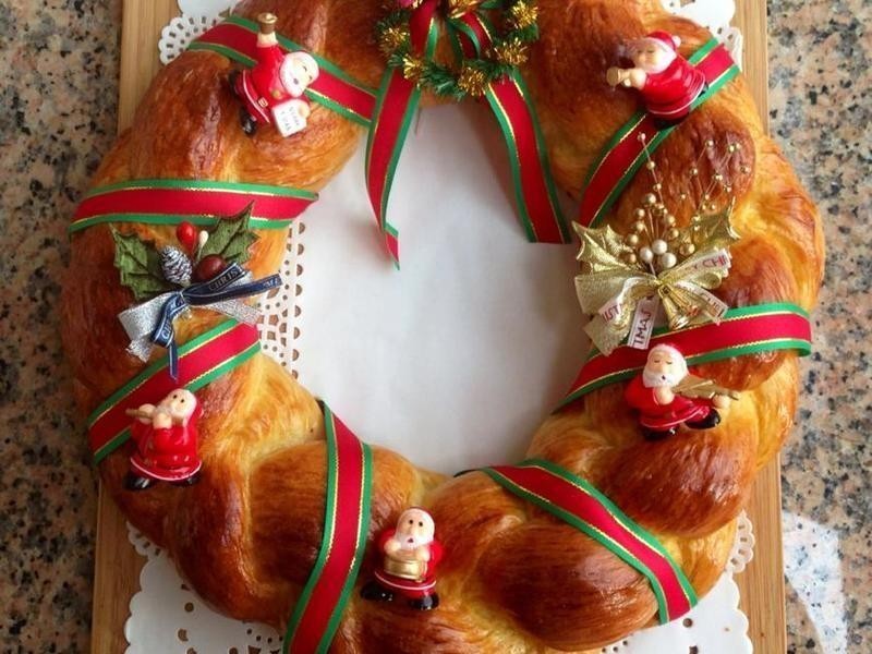 圣诞节花圈面包的做法