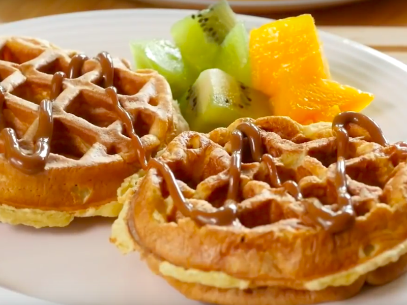 糙米格子松饼的做法