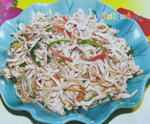 银芽炒鸡丝的做法