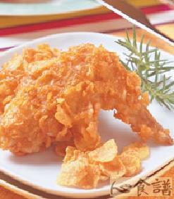 玉米片辣味炸鸡翅的做法