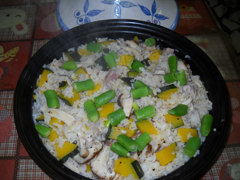 鲜菇南瓜炖饭的做法