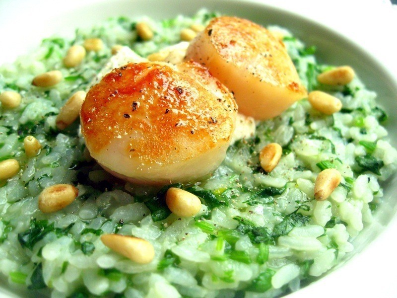 干贝乳酪菠菜炖饭的做法