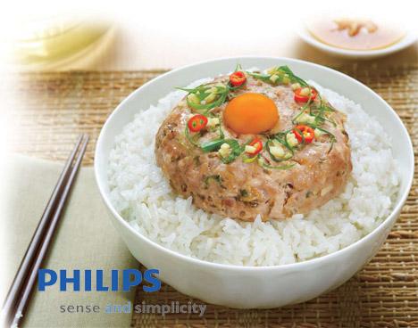 白米饭--巧变肉饼饭的做法