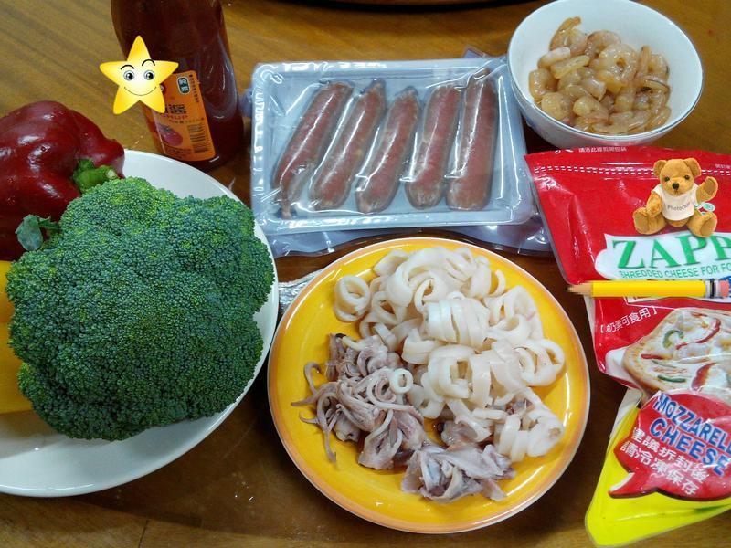 海鲜总汇PIZZA-パンの锅制面包机的做法