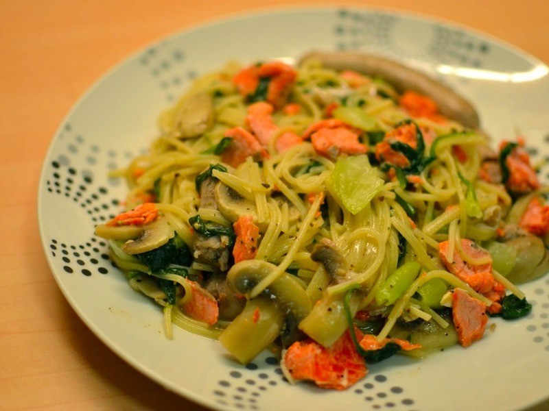 鲑鱼蘑菇义大利面的做法