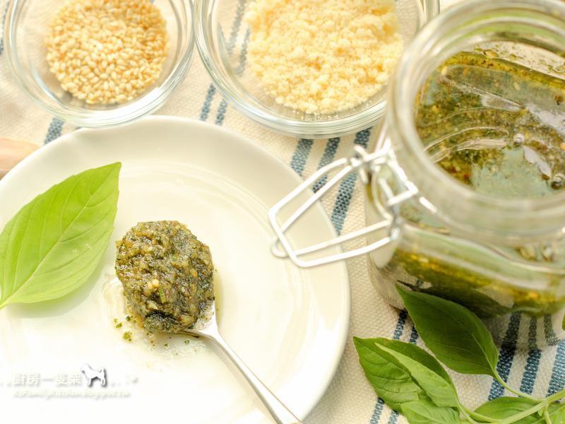 罗勒核桃青酱的做法