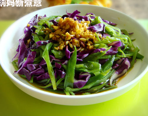 凉拌甘蓝扁豆丝的做法